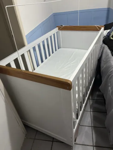 Berço Retro Peroba mini cama 3 posições com colchão 