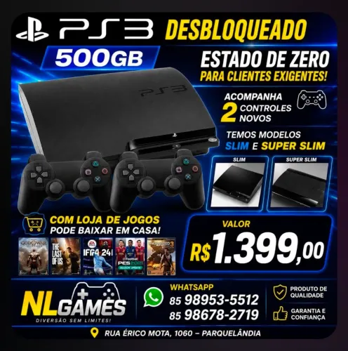 Ps3 destravado 500GB