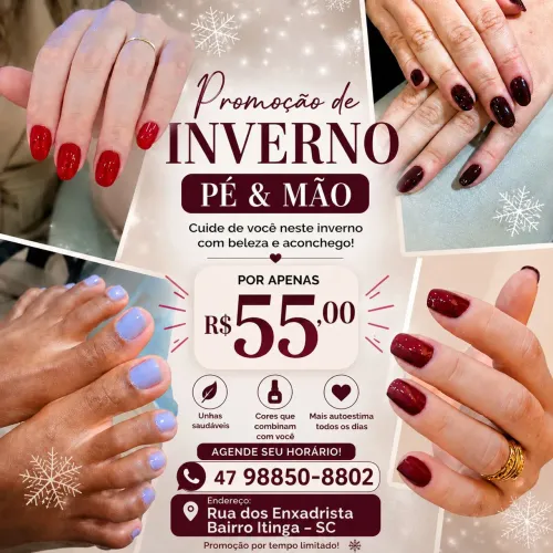 Manicure pedicure, espar dos pés, unha em gel 