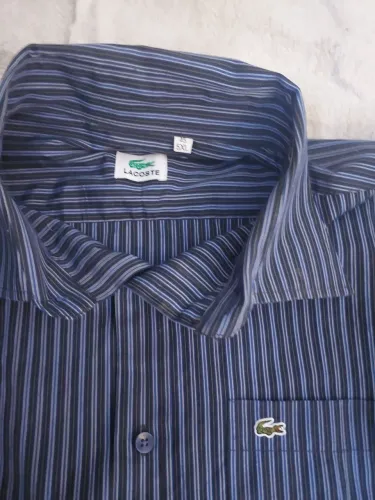 Camisa Lacoste Masculina Listrada Manga Longa Tam. 45 / 5XL