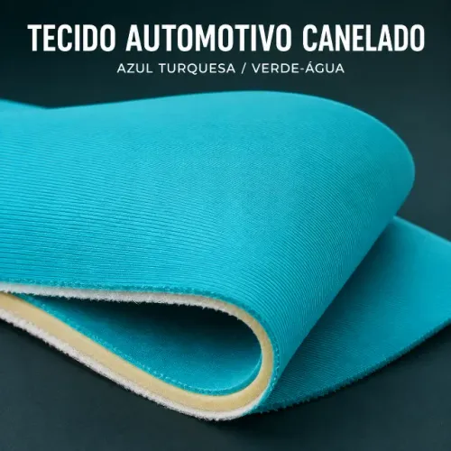 Tecido Automotivo Canelado Azul-Turquesa/Verde-Água com Espuma por Metro - Universal