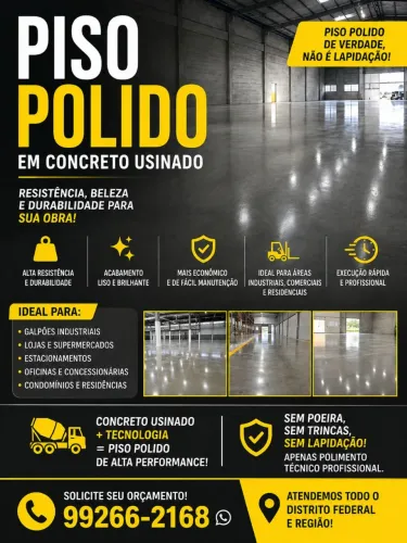 Piso polido em concreto usinado - WhatsApp *