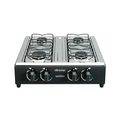 Fogão portátil 4 bocas mesa em inox Asiáticos Braslar
