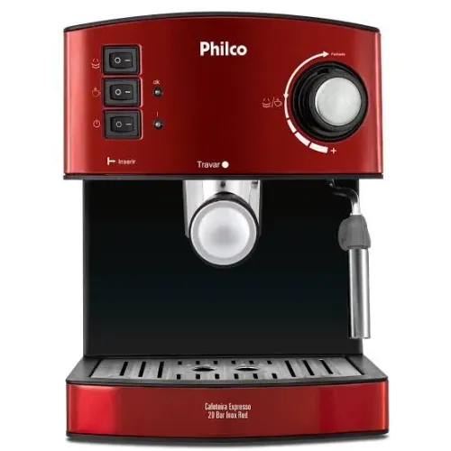 Cafeteira Expresso & Cápsulas Philco 20 Bar 127V Inox Red