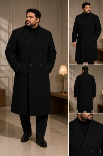 Sobretudo casaco masculino social lã batida preto - Veste GG / 48 / 50- Ref. 5900