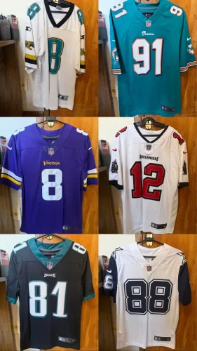 Pack 18 jerseys NFL futebol americano originais, tamanhos variados 
