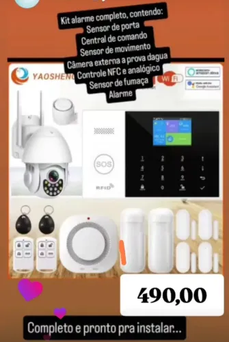 Kit de alarme completo com câmeras e sistema de segurança por 490,00