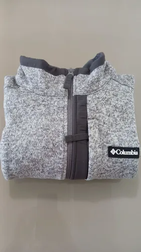 Jaqueta Columbia Masculina Fleece Cinza Mescla Original com Zíper
