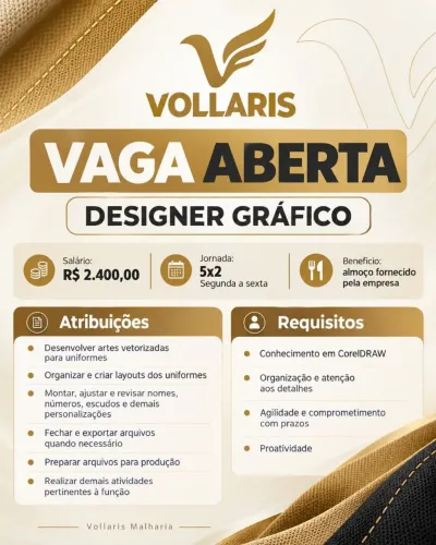 Vaga para designer com experiência em malharia