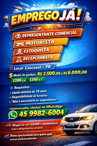 Oportunidade para início imediato.