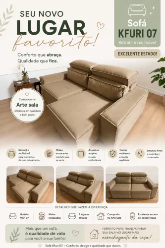 SOFA KFURI RETRÁTIL E RECLINÁVEL - EXECELENTE ESTADO