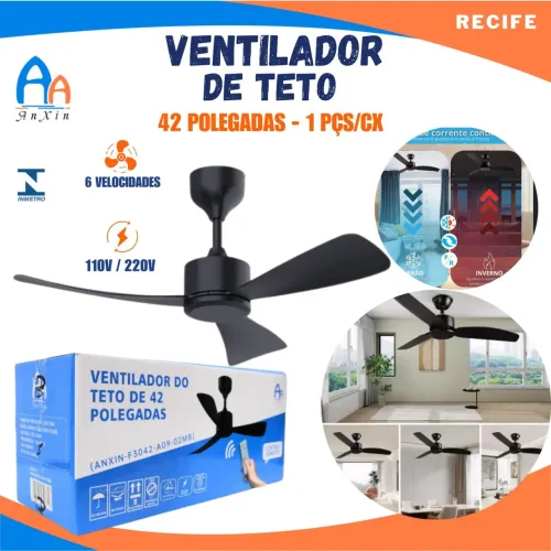 (NOVO LACRADO)Ventilador de teto 42 polegadas! 6 velocidades e controle remoto!