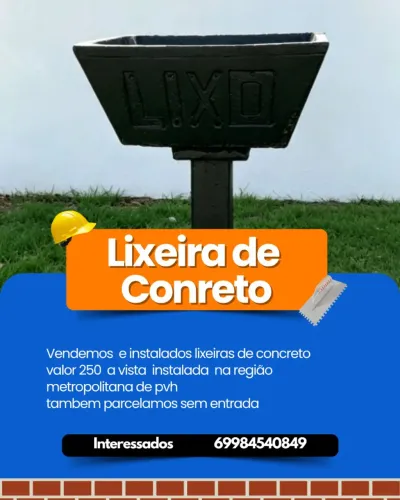 Lixeiras em concreto instalada.