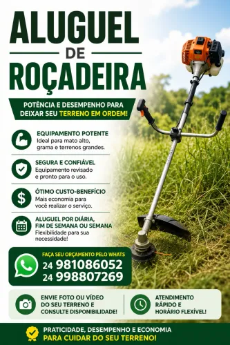 ALUGUEL DE ROÇADEIRA E LIMPEZA DE TERRENOS 