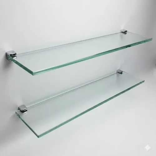 Prateleira De Vidro Temperado 10x50 8mm Para Banheiro Lavabo Cozinha C/ Suportes