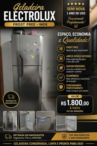 VENDO GELADEIRA ELECTROLUX INOX MODELO NOVO 431L 