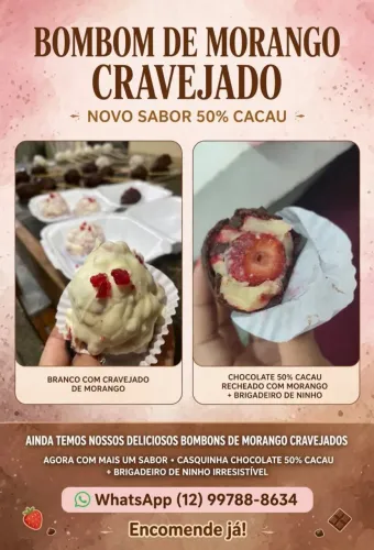 Bombom de morango cravejado