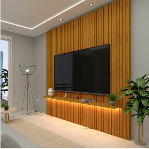 Painel Decorativo Elegance Ripado 185 Naturale com LED