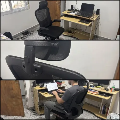 Cadeira Ergonômica Escritório Tela Mesh com Apoio de Cabeça - Preta