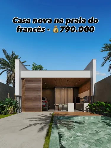 Francês Casa nova para venda possui 150m2 com 3/4 com piscina - Marechal Deodoro