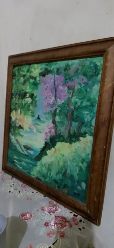 Quadro Paisagem Pintura A Óleo Datado De 2011 Com Moldura