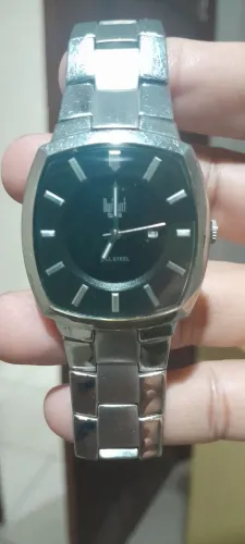 Relógio Masculino Dumont Prata - Fundo Preto com Calendário (Aço Inoxidável)