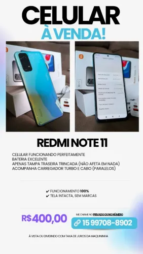 Celular Redmi Note 11 64GB - Bateria Excelente + Carregador Turbo 40W