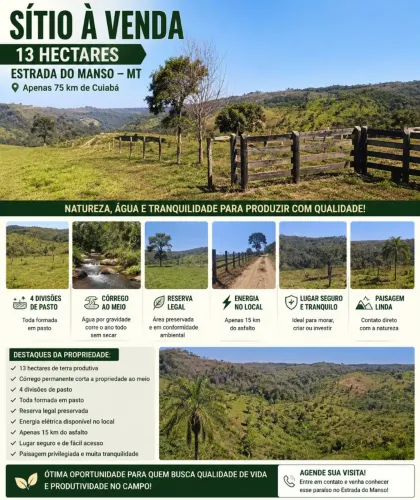 Sitio 13 hac a 75 km de Cuiabá