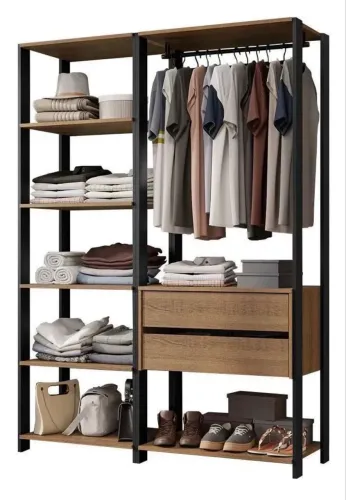 Guarda roupa closet modulado129cm rústico/preto