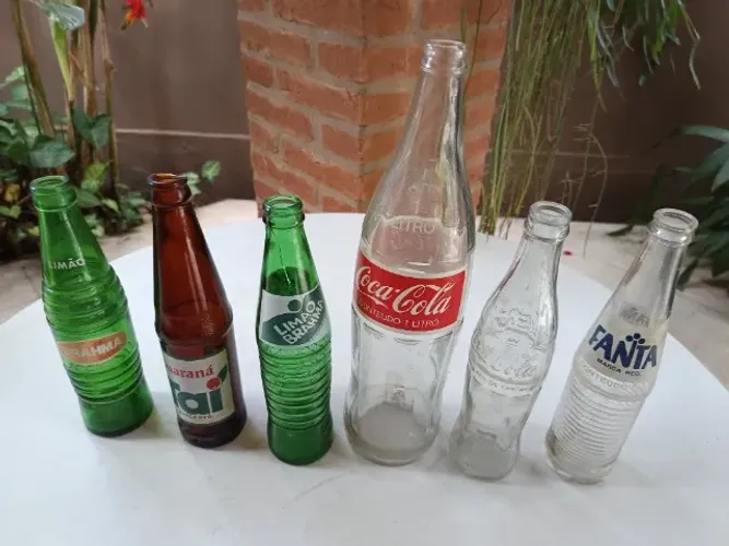 Lote 6 Garrafas Vidro Antigas Colecionáveis (Com Detalhes)