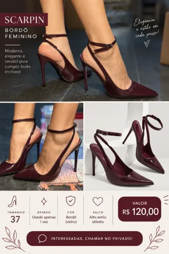 Scarpin Bico Fino Bordô
