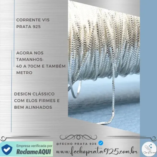 Corrente Veneziana V15 Prata 925 40 a 70cm e Metro