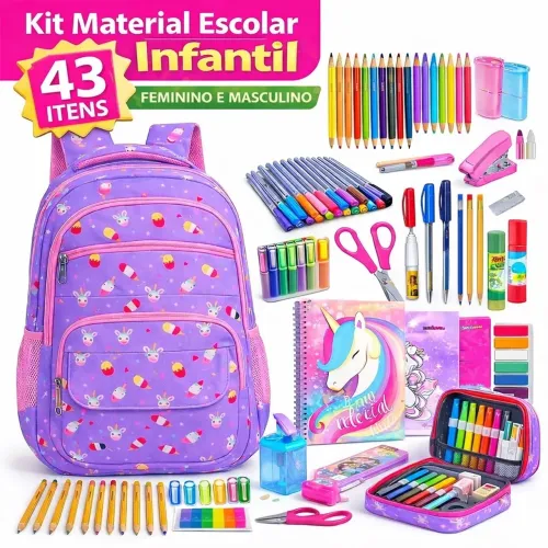 KIT MATERIAL ESCOLAR INFANTIL - 32 ITENS  