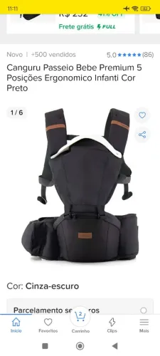Canguru passeio bebê 5 posições. Narca: Kababy, excelente estado de conservação.