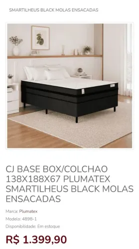 Cama+Colchão Molas Ensacadas 138x188 SMartilheus Plumatex/Pagto na Entrega/Ler Descriçao