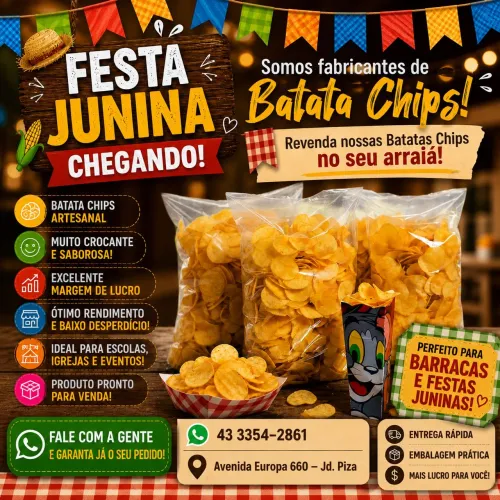 Batata Chips varejo e atacado festas
