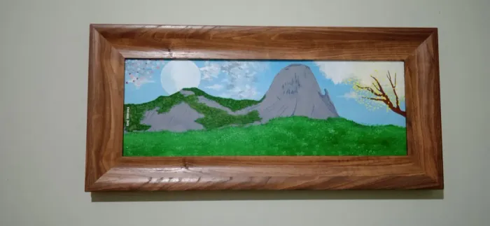 Pintura Pedra Azul ES acrílico s tela 30x60 cm