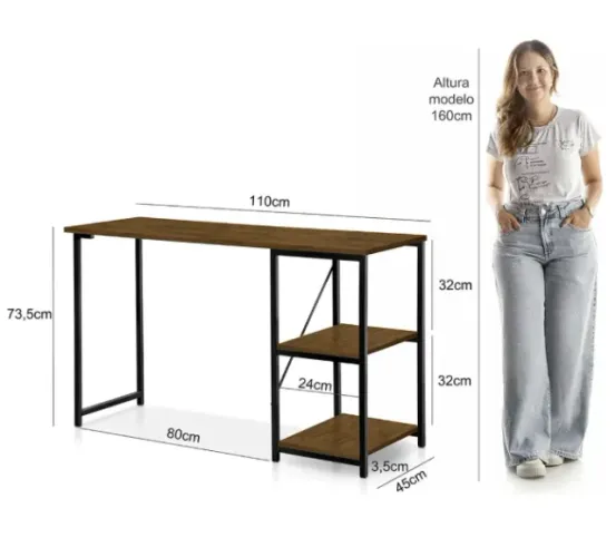 Escrivaninha Industrial 110 cm para Home Office | Excelente Estado