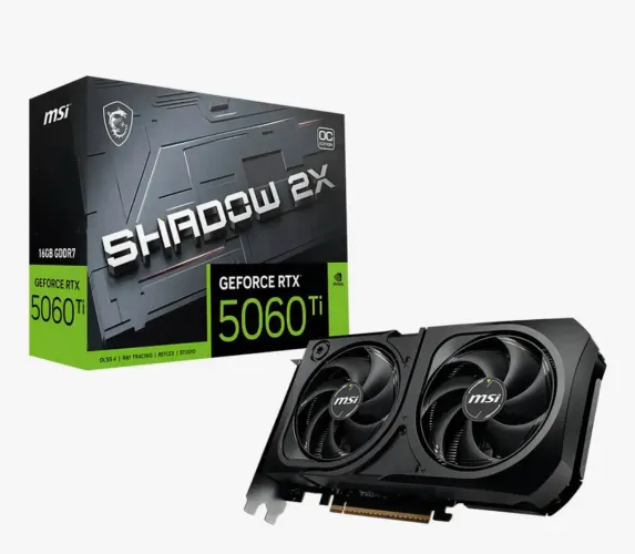 Placa de Vídeo MSI NVIDIA GeForce RTX 5060 Ti Ventus 2X OC Black Plus, 16GB, GDDR7,