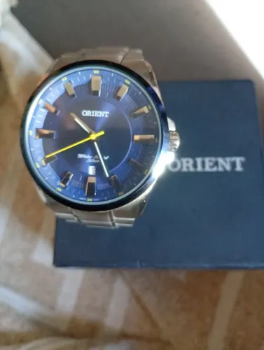 RELÓGIO ORIENT PRATA AZUL MBSS1356 D1SX