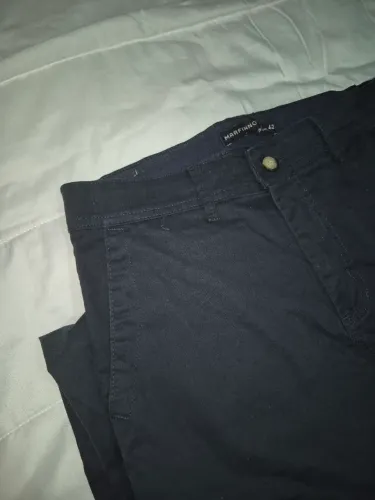 Calça masculina azul escuro Marfinno slim 42