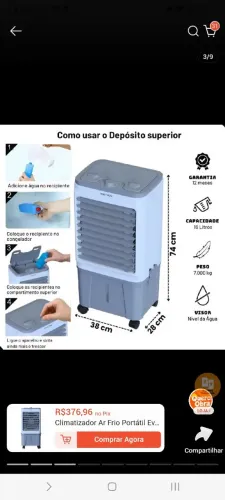 Climatizador portátil em excelente estado - 5 em 1