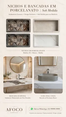 NICHO EM  PORCELANATO  que esse acabamento na sua obra  chama solicita o seu 