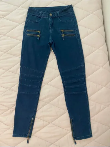 calça jeans skinny mixed azul 36 com gancho alto