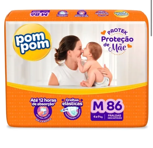 Fralda pompom protek M 86 unidades