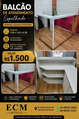 Balcão de atendimento L espelhado