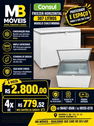 Freezer horizontal Consul 01 porta 307L novo.