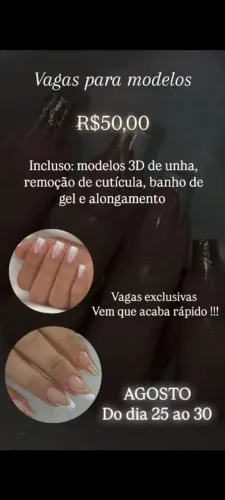 Vaga para modelos de unha em gel por r$50