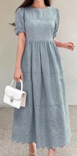 Vestido Midi Delicado - Azul Claro