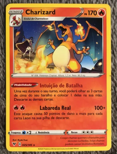 Carta Pokémon TCG Coleção Voltagem Vívida - Charizard (25/185)